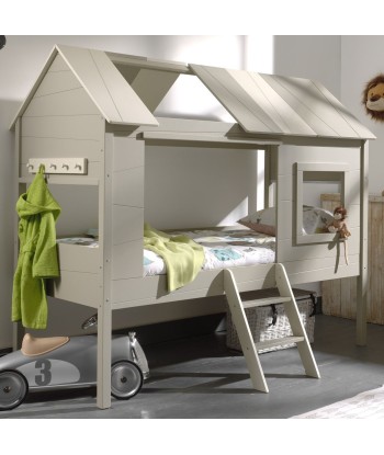 Lit de bois en pin et mdf, pour les enfants atteints d'espace de jeu Charlotte Beige / gris, 200 x 90 cm Véritable concentré