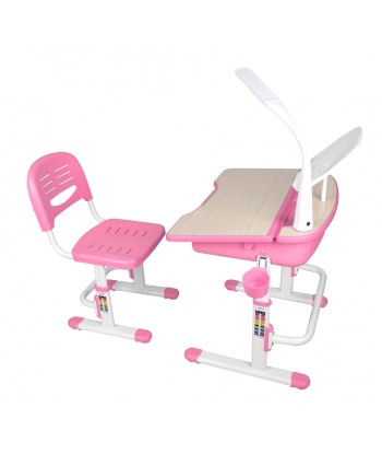 Ensemble de bureaux pour enfants avec lampe à LED, réglable sur le rose élevé, L70.5xl54.5xh54 cm de hauteur En savoir plus