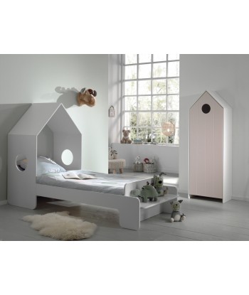 Ensemble de meubles de chambre à coucher MDF, pour les enfants 2 pièces rose / blanc casami, 200 x 90 cm sur le site 