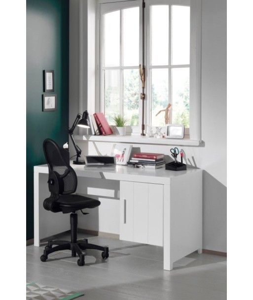 Table de bureau en bois en pin et mdf avec 1 porte, pour les enfants Erik White, L137xl70xh75 cm pas cher 