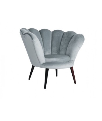 Fauteuil fixe tapissé de tissu et pieds en bois Magnolia I Velours Gris / Wengé, l95xA85xH76 cm à prix réduit toute l'année