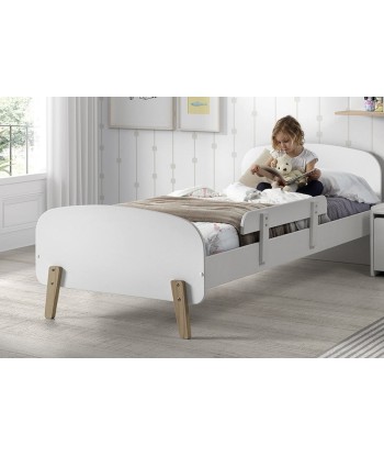 Lit en bois d'épingle et de mdf avec protection, pour enfants blanc kiddy, 200 x 90 cm les muscles