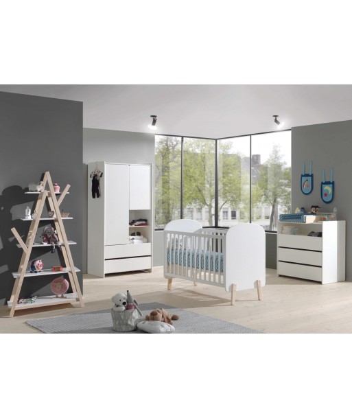 Ensemble de mobilier de pin et MDF pour la salle de bébé 5 pièces Kiddy White, 120 x 60 cm ouvre sa boutique