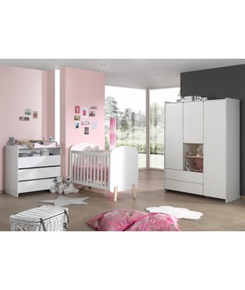 Ensemble de meubles en pin et MDF pour la salle de bébé, 4 pièces Kiddy White, 120 x 60 cm d'Europe débarque