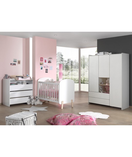 Ensemble de meubles en pin et MDF pour la salle de bébé, 4 pièces Kiddy White, 120 x 60 cm d'Europe débarque