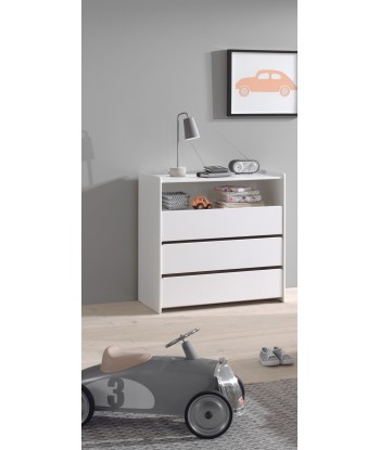 Pin et MDF Confort en bois avec 3 tiroirs, pour enfants Kiddy White, L90XA55XH92 CM la livraison gratuite