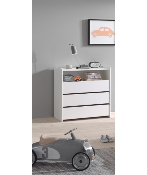 Pin et MDF Confort en bois avec 3 tiroirs, pour enfants Kiddy White, L90XA55XH92 CM la livraison gratuite