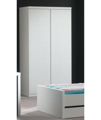 Armoire en bois en pin et MDF avec 2 portes, pour les enfants et les jeunes blancs, L110XA57XH204,5 cm en linge