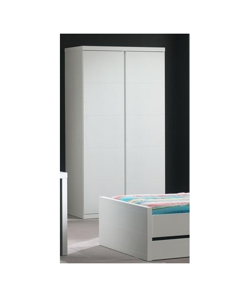 Armoire en bois en pin et MDF avec 2 portes, pour les enfants et les jeunes blancs, L110XA57XH204,5 cm en linge