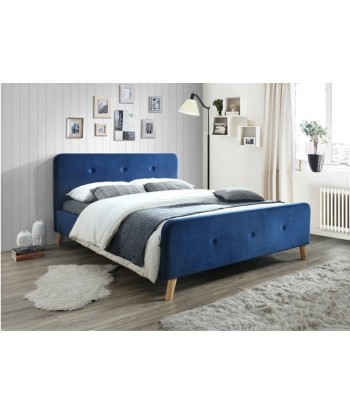 Lit tapissé de tissu Malmo Velvet, Bleu, 160 x 200 cm Le MVP de beaucoup