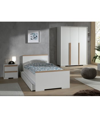 Ensemble de meubles de chambre à coucher, pour les enfants 4 pièces London Blanc / Natural, 200 x 90 cm Paris Déstockage Promo