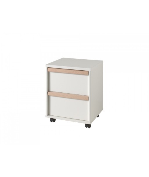 Cabinet PAL sur roues, avec 2 tiroirs, pour enfants, blanc / naturel Londres, L48.1xa44xh60 cm Dans la société mordern