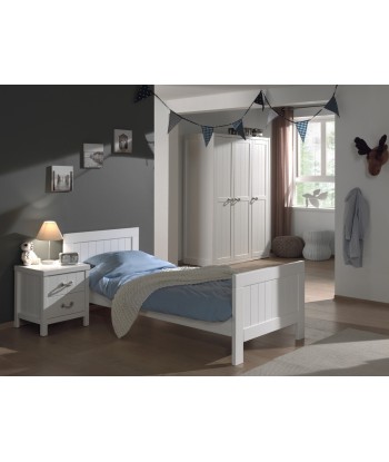 Ensemble de meubles de chambre à coucher et MDF, pour les enfants 3 pièces White Lewis, 200 x 90 cm 50% de réduction en Octobre 2024