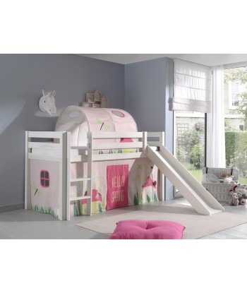 Pin de plancher en bois, avec tunnel et glissement pour enfants Pino Spring blanc, 200 x 90 cm pas cher chine