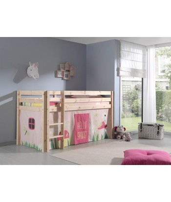 Lit de plancher en bois d'épingle, avec espace de jeu pour enfants Natural Pino Spring, 200 x 90 cm Le MVP de beaucoup