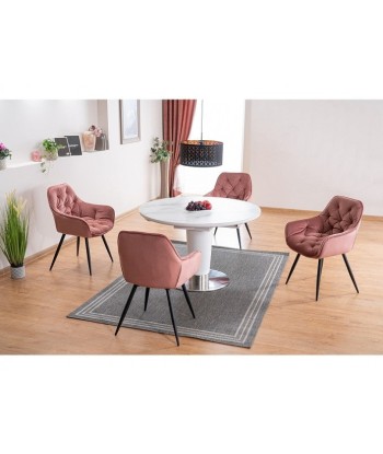 Chaise rembourrée en tissu et pieds en métal Velours Cerise Rose / Noir, l57xA58xH87 cm Comment ça marche