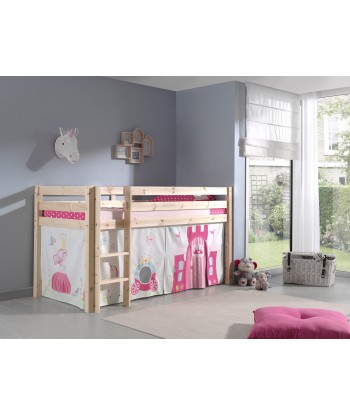 Lit de plancher en bois d'épingle, avec espace de jeu de Pino Princess Natural Children, 200 x 90 cm france