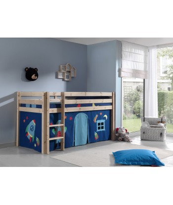 Lit de plancher en bois d'épingle, avec espace de jeu pour enfants Natural Pino Astro, 200 x 90 cm en ligne des produits 