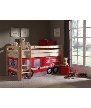 Pin de plancher en bois, avec espace de jeu pour enfants Pino Fire Rescue Natural, 200 x 90 cm Pour