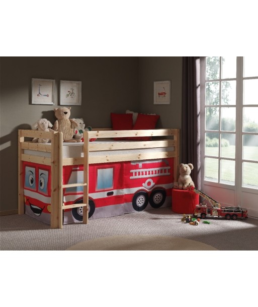 Pin de plancher en bois, avec espace de jeu pour enfants Pino Fire Rescue Natural, 200 x 90 cm Pour