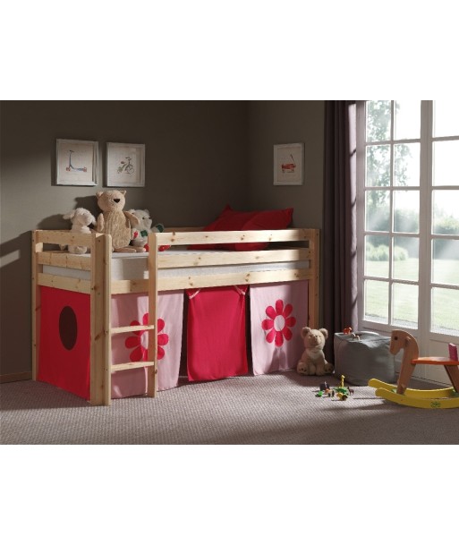 Lit de plancher en bois d'épingle, avec aire de jeux pour enfants Natural Children Pino Flower, 200 x 90 cm la chaussure