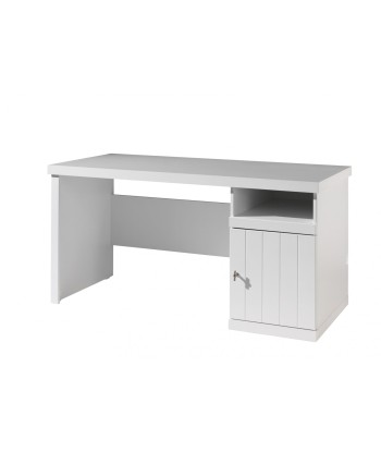 Table de bureau en bois de pin et MDF avec 1 porte, pour les enfants Robin White, L150xl70xh75.5 cm de votre