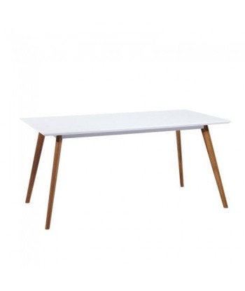 Table en MDF et bois Milan Blanc / Chêne, L140xl80xH75 cm en linge