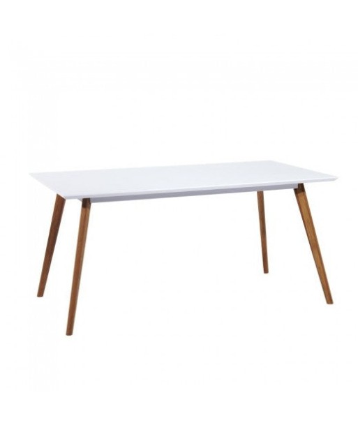 Table en MDF et bois Milan Blanc / Chêne, L140xl80xH75 cm en linge