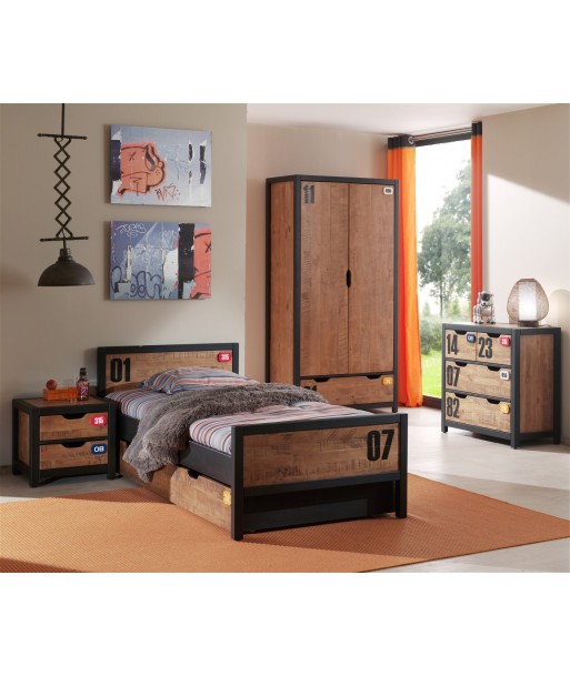 Ensemble de meubles de chambre à coucher et MDF, pour les enfants 5 pièces Alex Natural / Black, 200 x 90 cm 2 - 3 jours ouvrés.