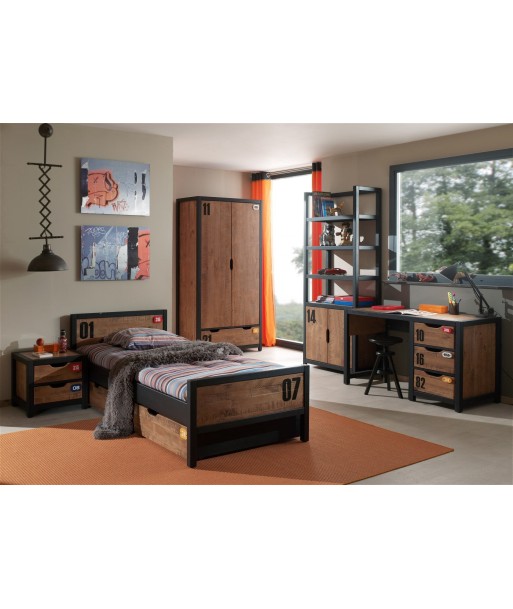 Ensemble de meubles de chambre à coucher et MDF, pour les enfants 6 pièces Alex Natural / Black, 200 x 90 cm de la marque