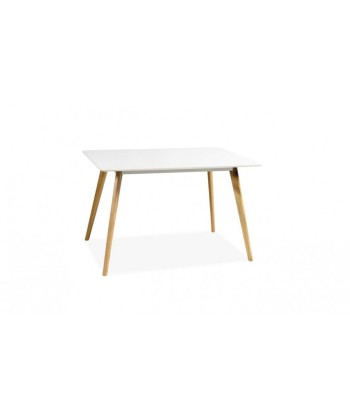 Table en MDF et bois Milan Blanc / Chêne, L140xl80xH75 cm en linge