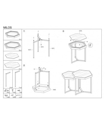 Set de 2 tables basses en verre et métal Milos Noir / Or, L48xl42xH50 cm / L41xl36xH44 cm offre 