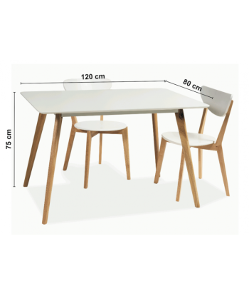 Table en MDF et bois Milan Blanc / Chêne, L140xl80xH75 cm en linge