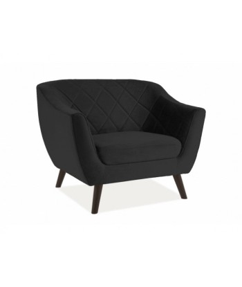 Fauteuil fixe tapissé de tissu et pieds en bois Molly 1 Velvet, Noir / Wengé, l105xA85xH83 cm Par le système avancé 