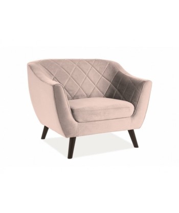 Fauteuil fixe tapissé de tissu et pieds en bois Molly 1 Velvet, Beige/Wengé, l105xA85xH83 cm du meilleur 