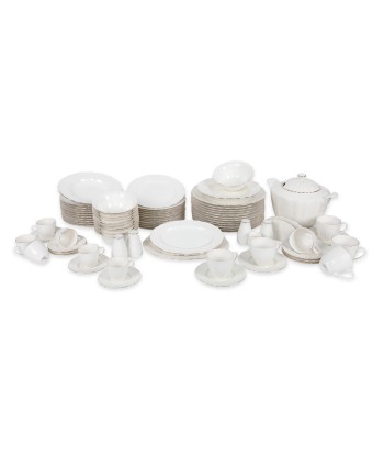 Service de table en porcelaine, Ryanne Dinner, Blanc / Or, 83 pièces Pour