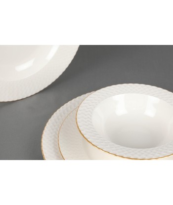 Service de table en porcelaine, Ellis Dinner, Blanc / Or, 24 pièces online