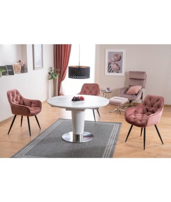 Chaise rembourrée en tissu et pieds en métal Velours Cerise Rose / Noir, l57xA58xH87 cm Comment ça marche