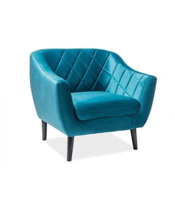 Fauteuil fixe tapissé de tissu et pieds en bois Molly 1 Velvet, Turquoise / Wenge, l105xA85xH83 cm Découvrez la collection