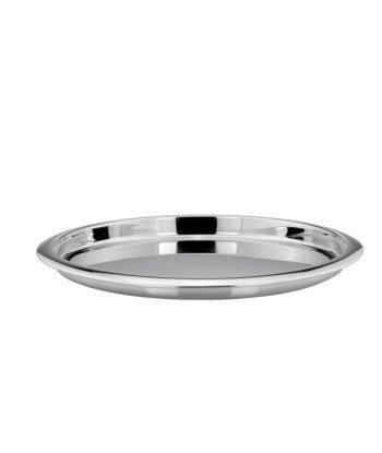 Plateau de service, inox, Poli, Argent, Ø35xH4 cm en stock