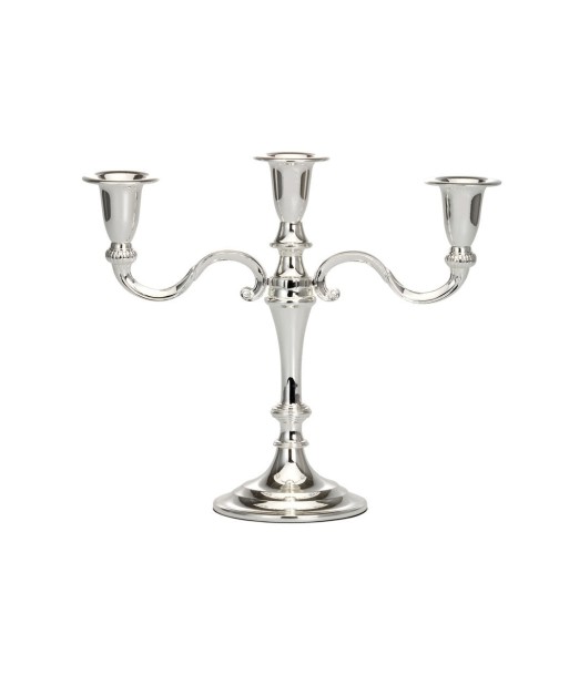 Bougeoir 3 bras en métal argenté, Flammes Small, Argent, H21,5 cm Jusqu'à 80% De Réduction