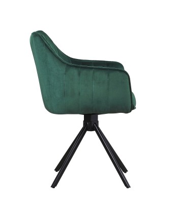 Lot de 2 chaises pivotantes recouvertes de tissu et pieds en métal, Alex, Velours Vert/Noir, L45xL59xH86 cm En savoir plus