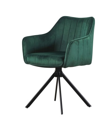 Lot de 2 chaises pivotantes recouvertes de tissu et pieds en métal, Alex, Velours Vert/Noir, L45xL59xH86 cm En savoir plus