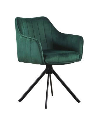 Lot de 2 chaises pivotantes recouvertes de tissu et pieds en métal, Alex, Velours Vert/Noir, L45xL59xH86 cm En savoir plus