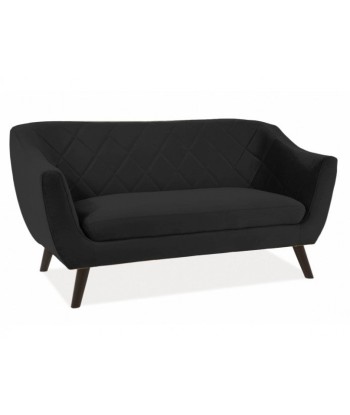 Canapé fixe tapissé de tissu, 2 places Molly 2 Velours Noir / Wengé, l160xA85xH83 cm de votre