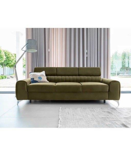 Canapea Extensibila, 3 Locuri, Tetiere Reglabile, tapitata cu stofa, Laurette Plus Verde Olive, l261xA97xH75-105 cm acheter en ligne