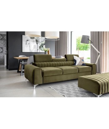 Canapea Extensibila, 3 Locuri, Tetiere Reglabile, tapitata cu stofa, Laurette Plus Verde Olive, l261xA97xH75-105 cm acheter en ligne