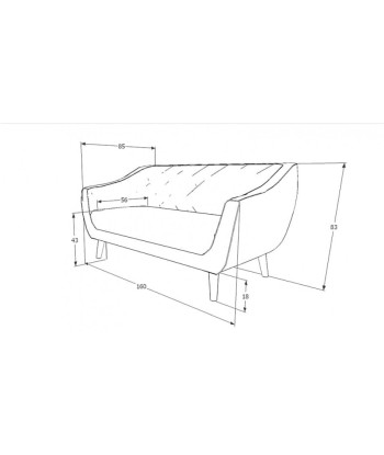 Canapé fixe tapissé de tissu, 2 places Molly 2 Velours Bordeaux/Wenge, l160xA85xH83 cm le concept de la Pate a emporter 