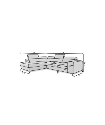 Coltar Extensibil Laurette cu Lada de Depozitare, Sezlong pe Dreapta, Tetiere Reglabile, l275xA205xH69-98 cm-Monolith77 hantent personnes