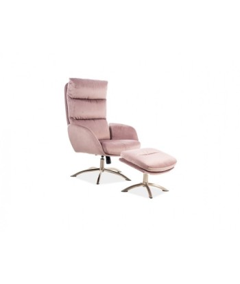 Fauteuil relax tapissé en tissu + Tabouret Monroe Velvet Rose, l68xA73xH110 cm En savoir plus